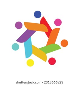 7 People togetherness and community concept logo abstract vector illustration eps