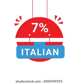 7 percent italian hanging label icon. Modern Banner design element. Vector.