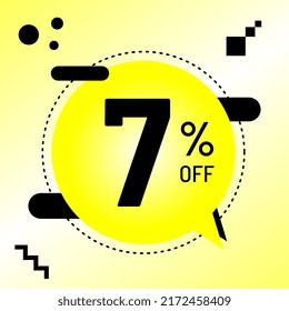 7 percent off, big promotion, yellow balloon black detail