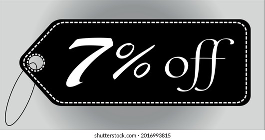 7 percent off black tag. discount banner for promotions and special offers