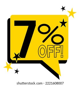 7 percent off .Yellow shaded balloon