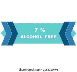 7% percentage alcohol free fantastic rectangle shape design element vector illustration for label promo sign isolated on white background with fantastic font and blue color