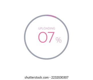 7 percentage uploading, pie chart for Your documents, reports, 7% circle percentage diagrams for infographics
