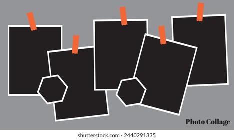 7 photo collage template. vector illustration, new collections