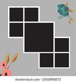 7 photo collage template. vector illustration, new collections