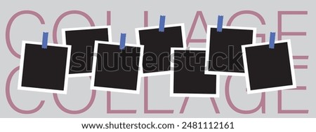 7 photo collage template. vector illustration, new collections