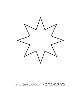 Diseño plano del Vector del icono del contorno de la estrella de 7 puntos sobre fondo blanco.