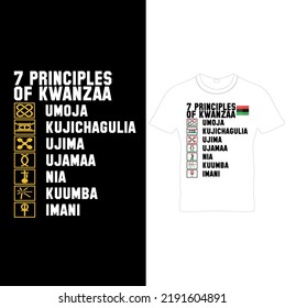 7 Principles Of KwanzaaT-Shirt Design- Kwanzaa Principles T-Shirt.woman Birthday, Woman Group, Woman Item, Church Group, Cultural Gift, Christmas Gift, African American Church, Black History T Shirts.