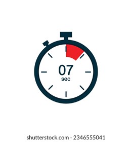 7 seconds , 7 sec stopwatch vector icon. Stopwatch icon in flat style on a white background. Vector.