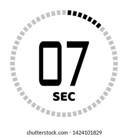 The 7 seconds, stopwatch icon, digital timer. Digital Countdown Timer Vector Icon. Clock and watch, timer.