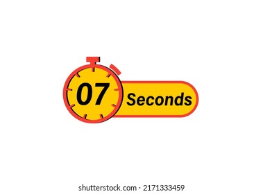 7 Seconds timers Clocks, Timer 7 sec icon, countdown icon. Time measure. Chronometer icon isolated on white background