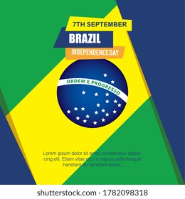 7 september, banner of brazil independence celebration, flag emblem decoration vector illustration design