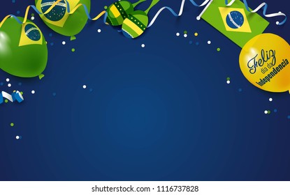 7 September Brazil Happy Independence Day greeting card.  Festive frame flat lay.  Vector illustration