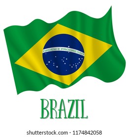 7 September, Brazil Independence Day. Brazil Independence Day background in national flag color theme. Celebration banner with waving flag. Vector illustration