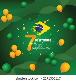 7 September brazil independence day illustration with national flag background