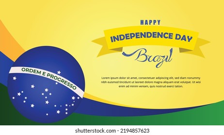 7 September brazil independence day illustration with national flag background
