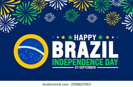 7 September Brazil Independence Day background or banner design template with fireworks. dia da independência do brasil background. Holiday concept.