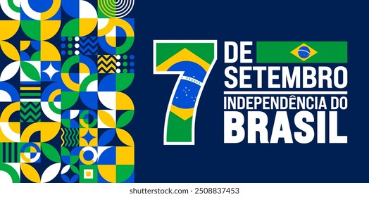 7 September Brazil Independence Day geometric shape pattern background or banner design template. dia da independência do brasil background. Holiday concept.