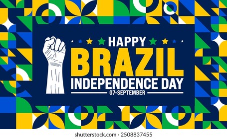 7 September Brazil Independence Day geometric shape pattern background or banner design template. dia da independência do brasil background. Holiday concept.