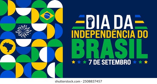 7 de setembro Dia da Independência do Brasil forma geométrica padrão fundo ou banner design template. Conceito de férias.