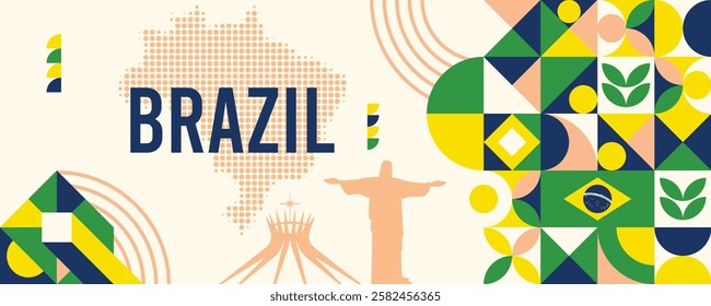 7 September Brazil Independence Day geometric shape pattern background or banner

