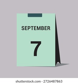 7 september calendar date icon minimal desk calendar vector illustration