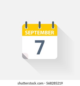 7 September Calendar Icon Stock Vector (Royalty Free) 568285219 ...