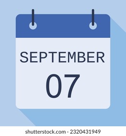 7 September Calendar, Vector Calendar.