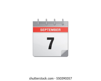 7 September calendar vector illustration on white background