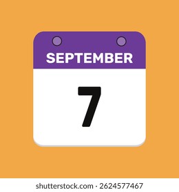 7 september calender icon text page monthly web design.