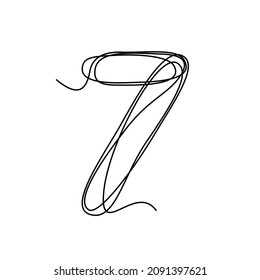 7, seven, digit, number is one solid line. Mathematical symbol, minimalistic  simple arabic numerals icon, logo. vector illustration