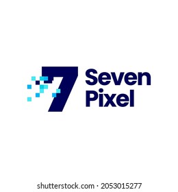 7 marca de siete píxeles digital logotipo de 8 bits icono vectorial