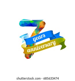 7 (seven) years anniversary. Vector triangular digits