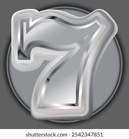 7 Silver casino number Vector
