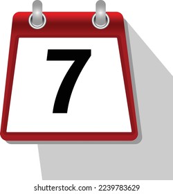 7 simple calendar icon on white background