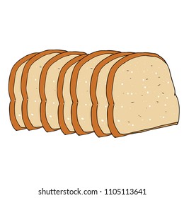 7 Slices of toast. Vector illustration. 