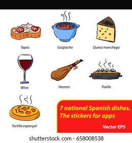 The 7 spanish food stickers.