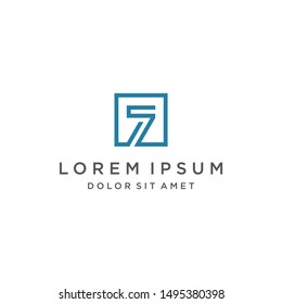 7 Square Logo Monogram Icon Vector Template