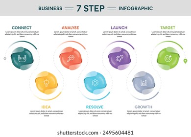 7 Step 3D Sphere Business Infographic. Vector Illustration For Business Financial Report.