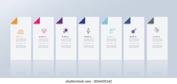 7 Step Connection  Chart Timeline Minimal on white background
