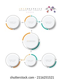 7 Step Connection Circle Chart Timeline Minimal on white background
