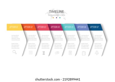 7 step infographic Business Web design template Timeline business planning process with options, steps. Vector illustration. use for presentation and web design organization with Gradient color