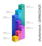 7 Step Isometric Business Infographic Bar Chart Design for Presentation. Banner, Brochure and Plan. Vector illustration.