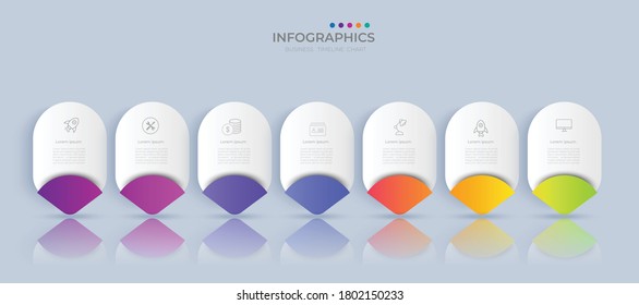 7 Step Partition color gradient chart origami paper color info-graphic template for diagram presentation chart and business concept with  element options
