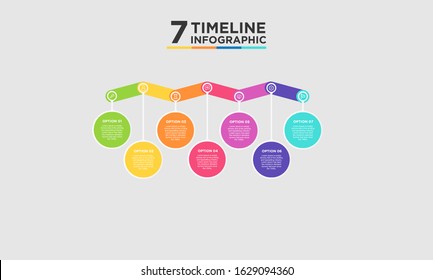 7 step timeline infographic element. Business concept with seven options and number, steps or processes. data visualization. Vector illustration.
