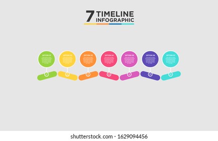 7 step timeline infographic element. Business concept with seven options and number, steps or processes. data visualization. Vector illustration.
