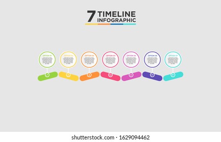 7 step timeline infographic element. Business concept with seven options and number, steps or processes. data visualization. Vector illustration.