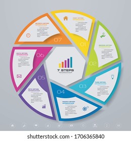 7 steps cycle chart infographics elements for data presentation. EPS 10.	