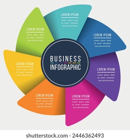 7 Schritte Infografik Geschäftsinformationen 7 Schritte, Objekte, Elemente oder Optionen Infografik Design Vorlage