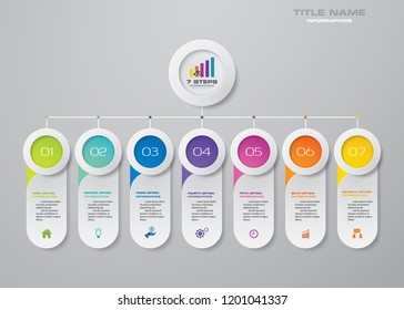 7 steps infographic chart. EPS 10. Infographics element chart can be used for workflow layout, diagram, number options, web design.